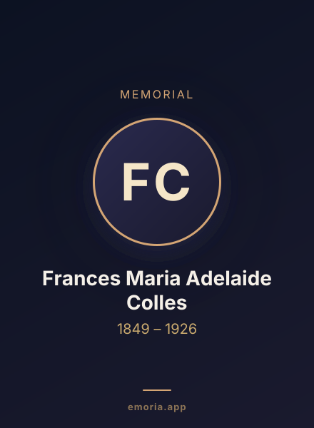 Memorial portrait of Frances Maria Adelaide Colles