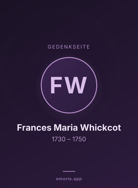 Gedenkportrait von Frances Maria Whickcot