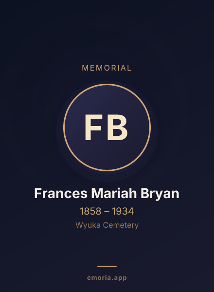 Memorial portrait of Frances Mariah Bryan