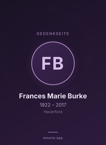 Gedenkportrait von Frances Marie Burke