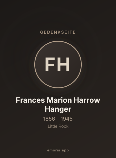 Gedenkportrait von Frances Marion Harrow Hanger