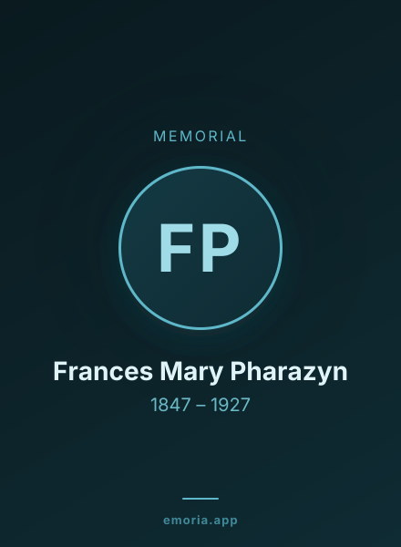 Memorial portrait of Frances Mary Pharazyn