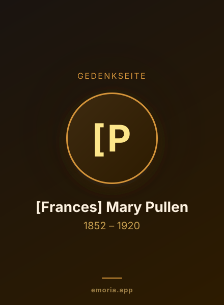 Gedenkportrait von [Frances] Mary Pullen