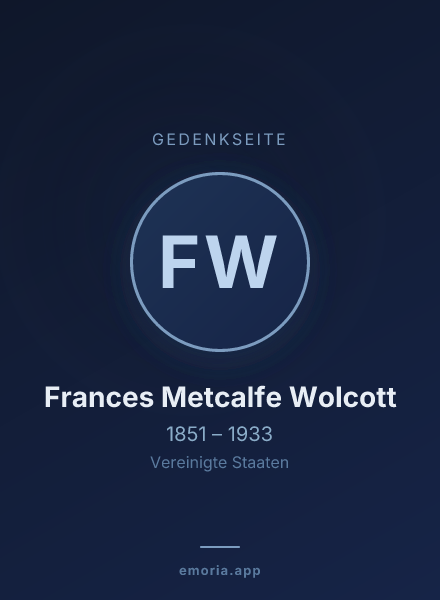 Gedenkportrait von Frances Metcalfe Wolcott