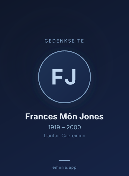 Gedenkportrait von Frances Môn Jones