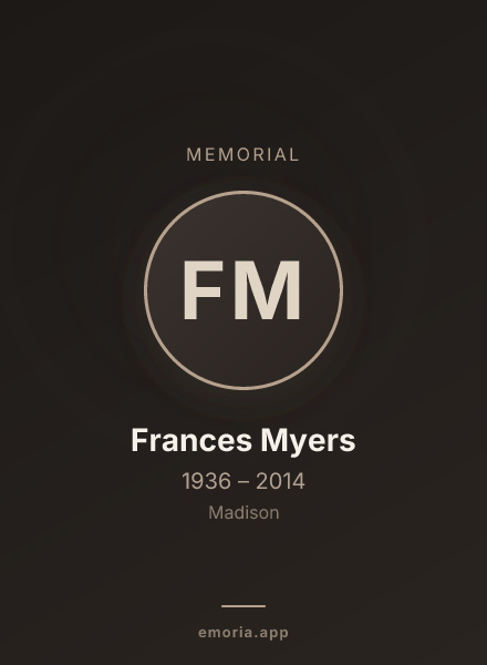 Memorial portrait of Frances Myers