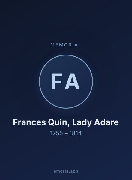 Memorial portrait of Frances Quin, Lady Adare
