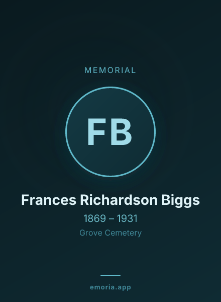 Memorial portrait of Frances Richardson Biggs
