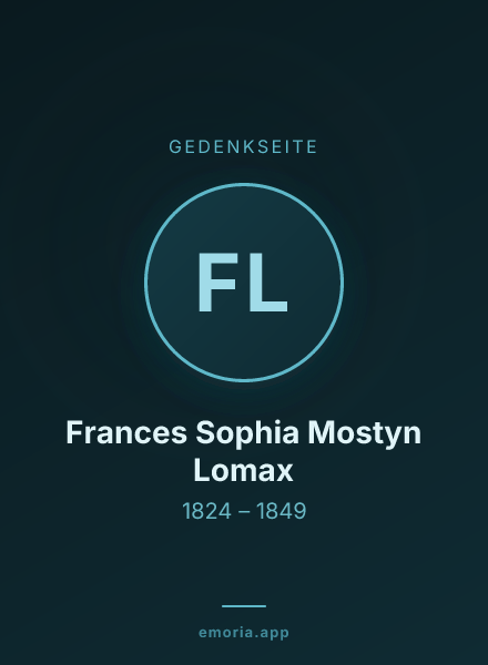 Gedenkportrait von Frances Sophia Mostyn Lomax
