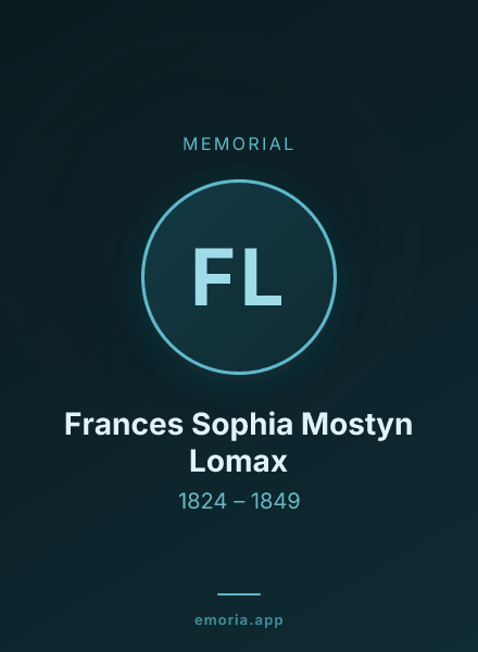 Memorial portrait of Frances Sophia Mostyn Lomax