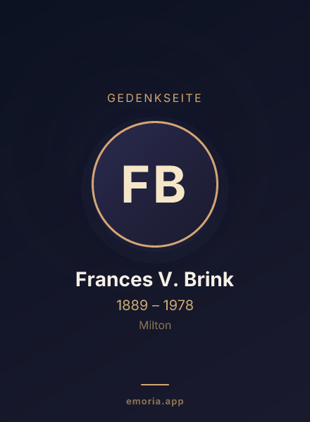 Gedenkportrait von Frances V. Brink