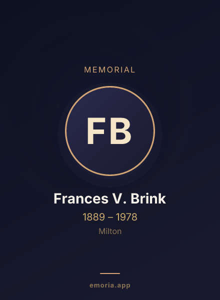 Memorial portrait of Frances V. Brink