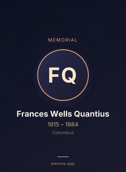 Memorial portrait of Frances Wells Quantius