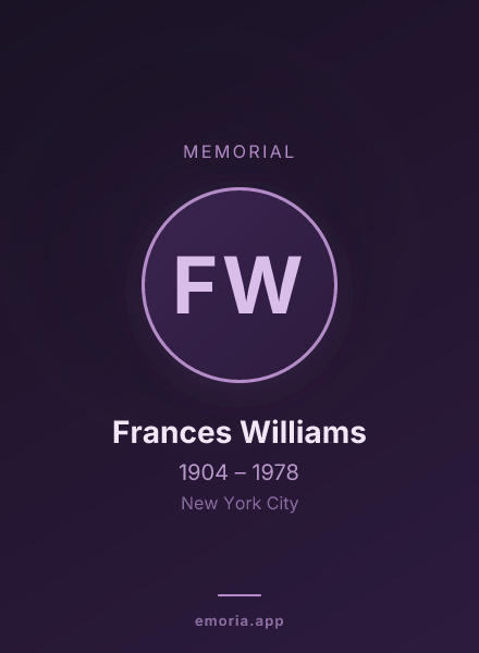 Memorial portrait of Frances Williams