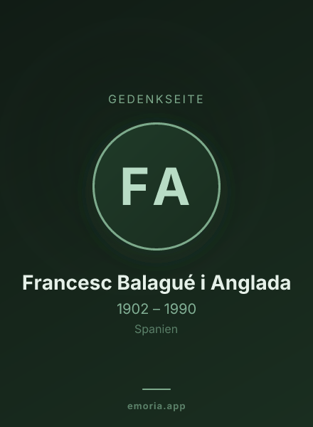 Gedenkportrait von Francesc Balagué i Anglada