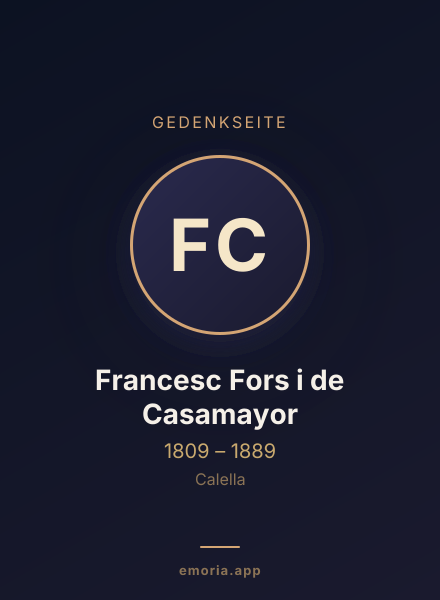 Gedenkportrait von Francesc Fors i de Casamayor