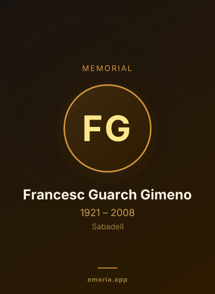 Memorial portrait of Francesc Guarch Gimeno