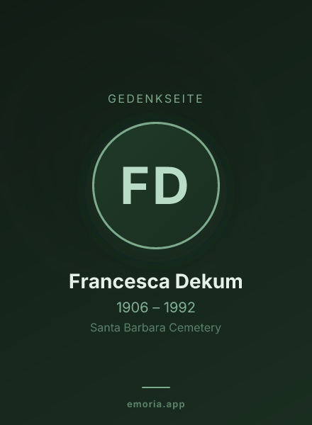 Gedenkportrait von Francesca Dekum