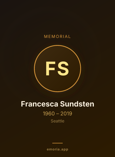 Memorial portrait of Francesca Sundsten