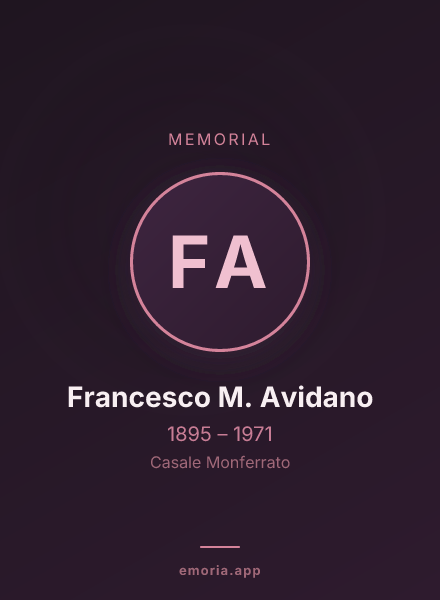 Memorial portrait of Francesco M. Avidano