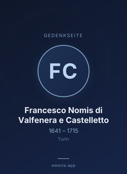 Gedenkportrait von Francesco Nomis di Valfenera e Castelletto