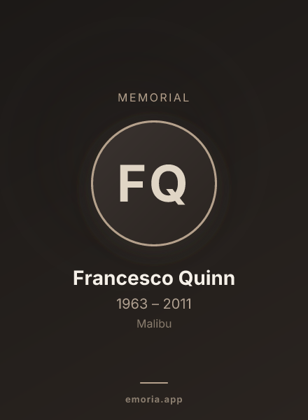 Memorial portrait of Francesco Quinn