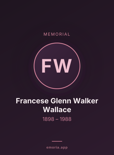 Memorial portrait of Francese Glenn Walker Wallace