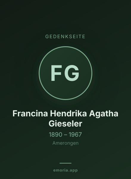 Gedenkportrait von Francina Hendrika Agatha Gieseler