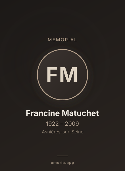 Memorial portrait of Francine Matuchet