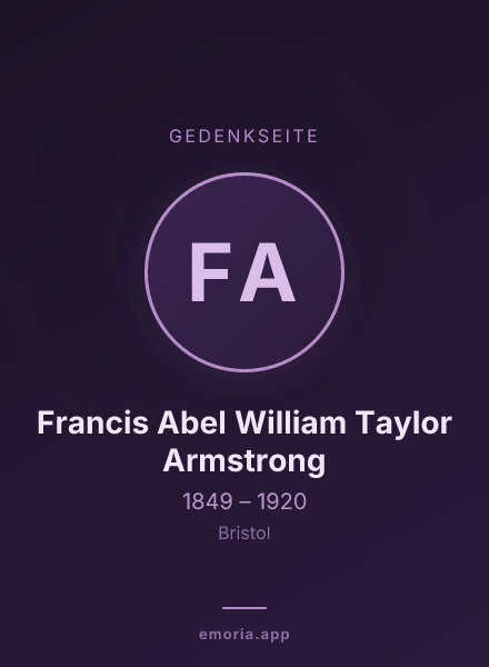 Gedenkportrait von Francis Abel William Taylor Armstrong