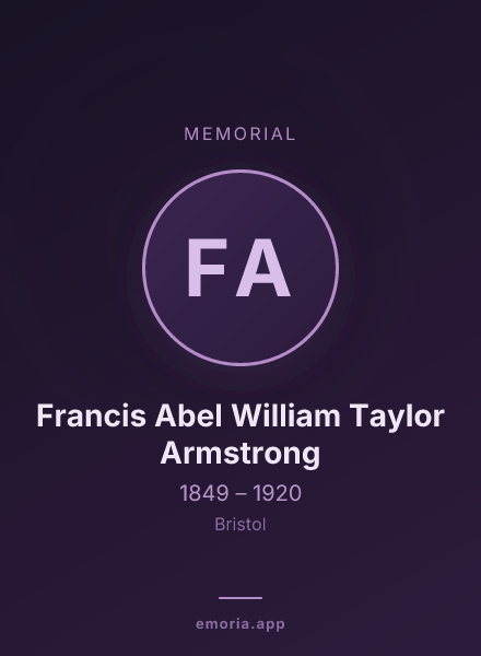 Memorial portrait of Francis Abel William Taylor Armstrong