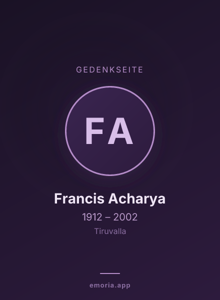 Gedenkportrait von Francis Acharya