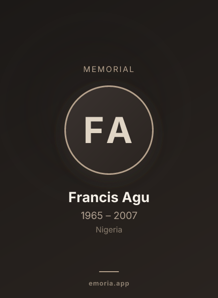 Memorial portrait of Francis Agu