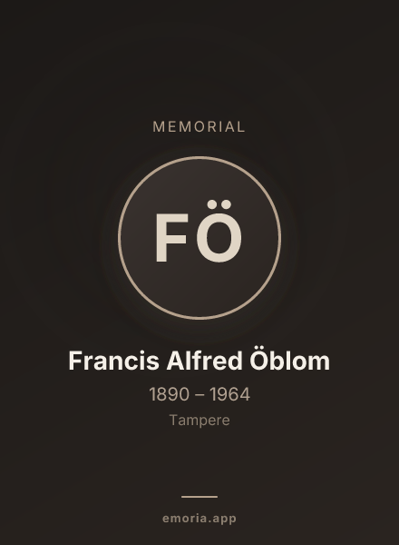 Memorial portrait of Francis Alfred Öblom