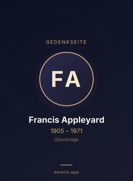 Gedenkportrait von Francis Appleyard