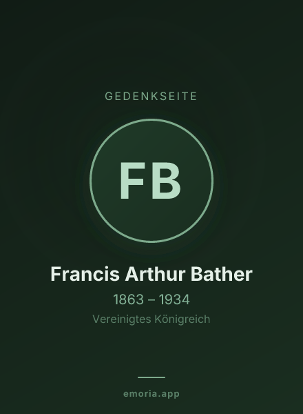Gedenkportrait von Francis Arthur Bather