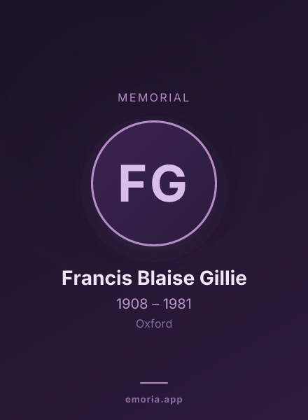 Memorial portrait of Francis Blaise Gillie