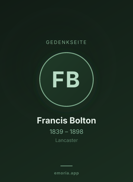 Gedenkportrait von Francis Bolton