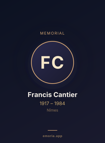Memorial portrait of Francis Cantier