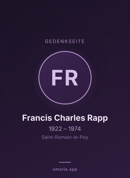Gedenkportrait von Francis Charles Rapp