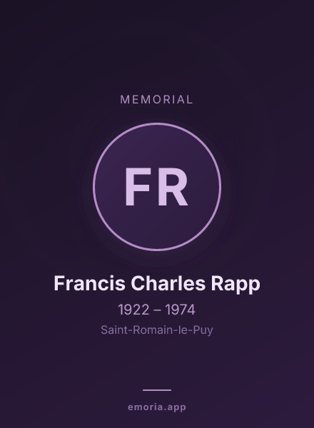 Memorial portrait of Francis Charles Rapp