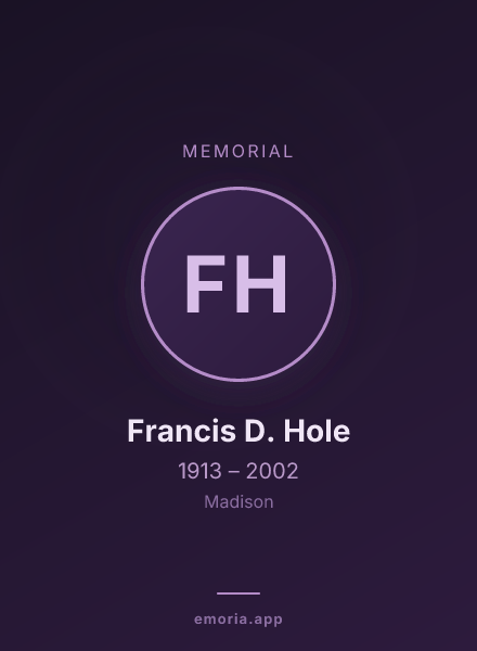 Memorial portrait of Francis D. Hole