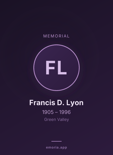 Memorial portrait of Francis D. Lyon