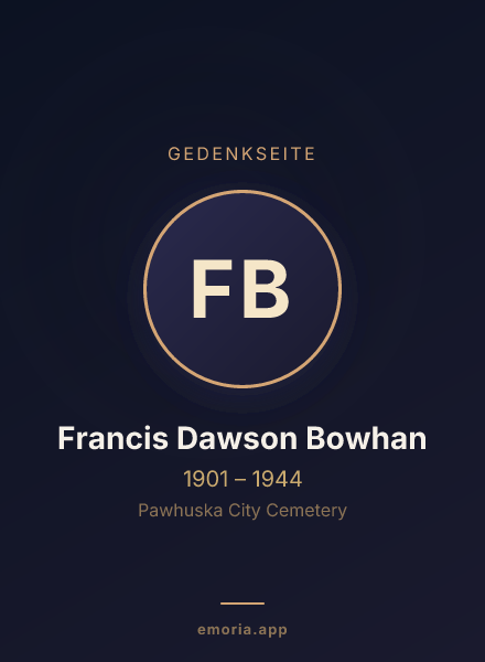 Gedenkportrait von Francis Dawson Bowhan