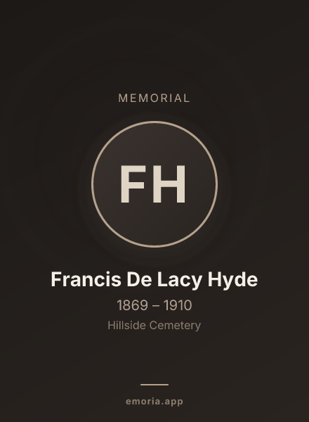 Memorial portrait of Francis De Lacy Hyde