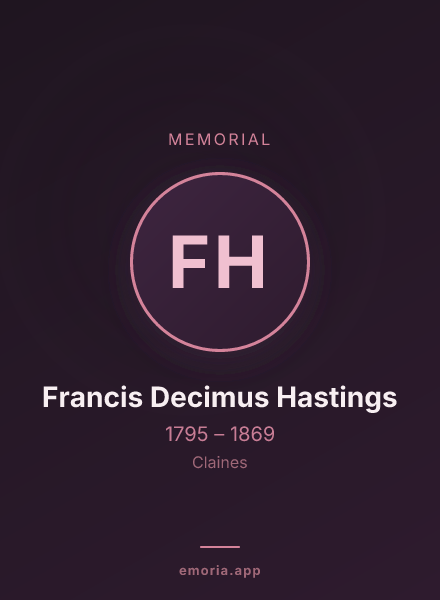 Memorial portrait of Francis Decimus Hastings