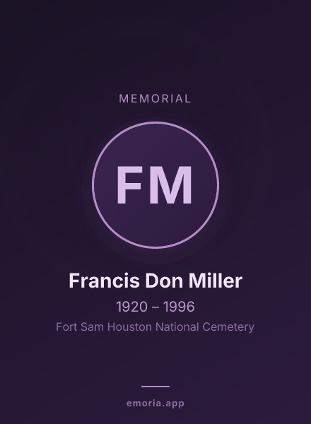 Memorial portrait of Francis Don Miller