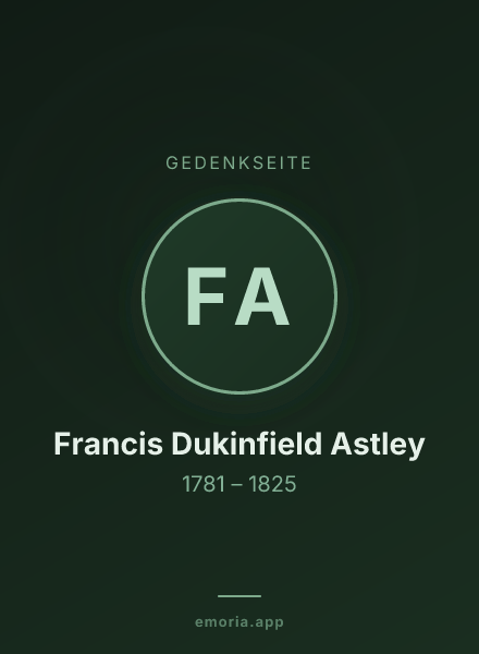 Gedenkportrait von Francis Dukinfield Astley