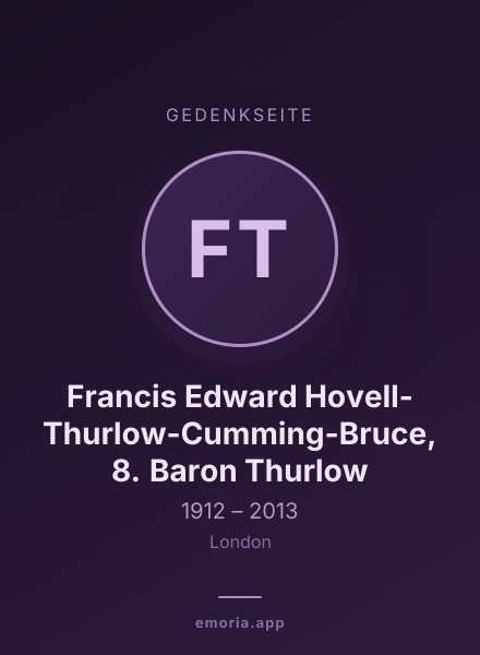 Gedenkportrait von Francis Edward Hovell-Thurlow-Cumming-Bruce, 8. Baron Thurlow