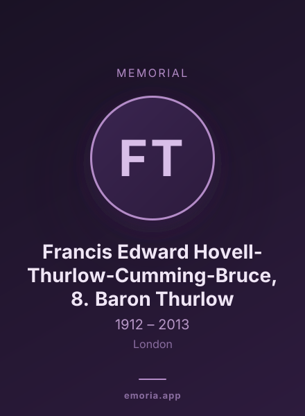 Memorial portrait of Francis Edward Hovell-Thurlow-Cumming-Bruce, 8. Baron Thurlow